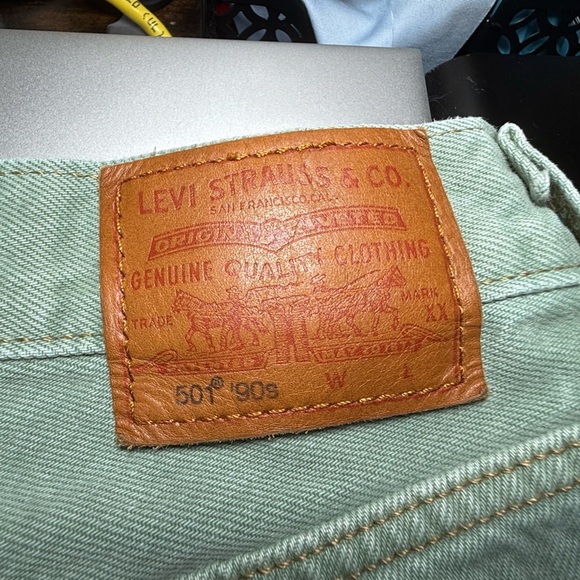 Vintage Sage Mint Green Button Fly Levi’s 501 26x30 Straight Leg BOHO 90’s - Picture 9 of 13